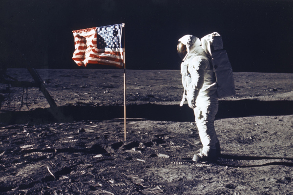 Buzz Aldrin is photographed by Neil Armstrong on the Moon