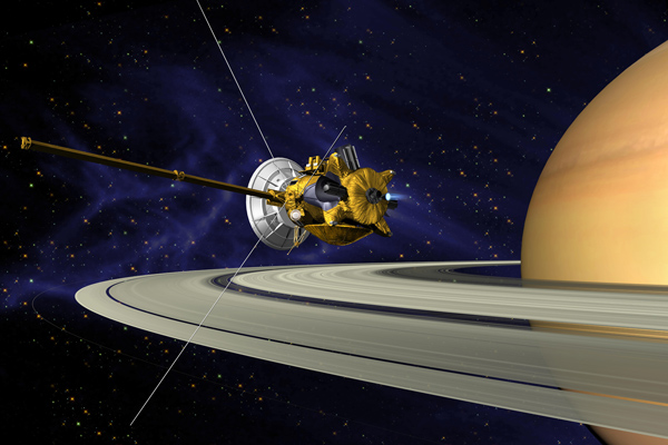 Artist's concept of Cassini's orbit insertion