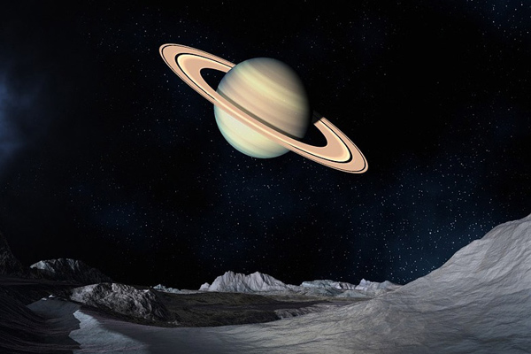 Artist's impression of Saturn View from Iapetus