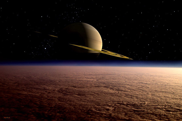 Artist's impression of Saturn View from Titan