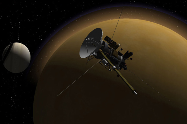 Cassini encounter with Titan, artist's concept