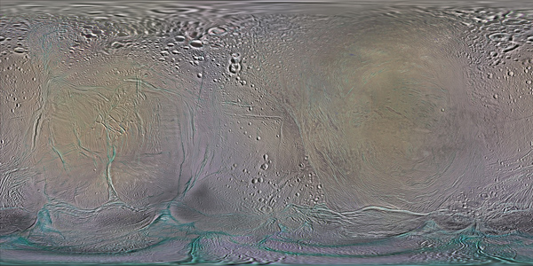Enhanced-color global map of Enceladus
