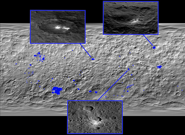 Map of bright spots on Ceres (released 10 December 2015)