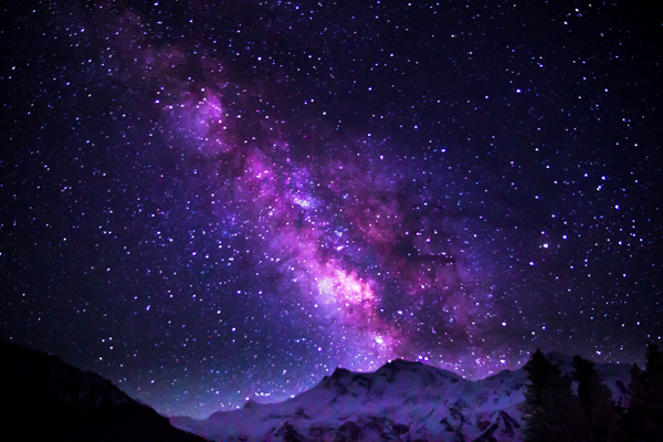 Milky Way Galaxy shimmering over Nanga Parbat, Pakistan