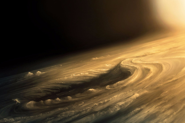 Artist's concept of Jupiter's superstorm