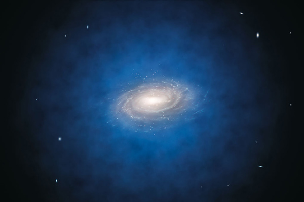 Artist's impression of the dark matter distribution around the Milky Way