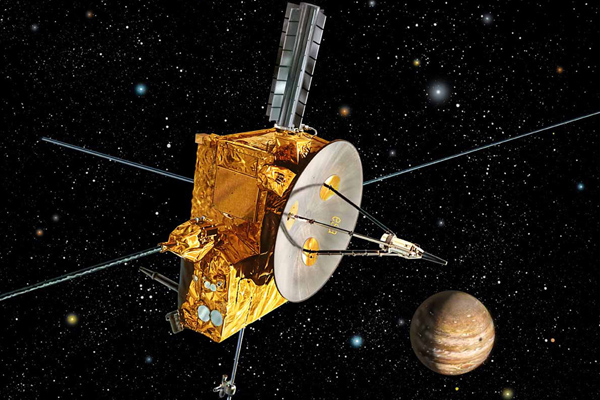 Artist's impression of Ulysses spacecraft at Jupiter