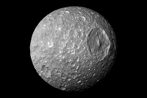 Mimas with its large crater Herschel