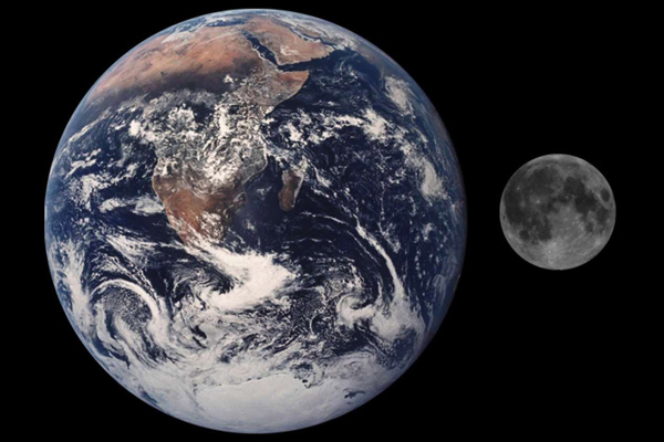 Moon compared to Earth